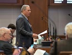 Oregon state Sen. Mark Meek, D-Clackamas, listens on the Senate floor, March 1, 2024, at the Oregon state Capitol in Salem, Ore. 