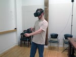 SERA Architects software developer Marshall Nystrom in the VR visualization.