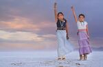 Sisters Isabella and Alyssa Klain of the Diné tribe, photographed outside Salt Lake City, Utah.