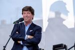 Tucker Carlson speaks at a political event on August 7, 2021 in Esztergom, Hungary. Carlson, who was fired from Fox News last month, announced he is taking his show to Twitter.