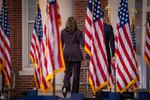 Vice President Harris departs the stage after conceding the election at Howard University on Nov. 6, 2024, in Washington, D.C.