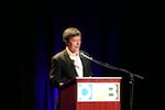 Documentary filmmaker Ken Burns speaks about the state of funding for public media during his live event in Revolution Hall in Portland, Ore., July 15, 2025. Burns’ newest film details the lives of various men and women during the American Revolution.