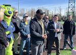 State Senator James Manning speaks at a press conference for the multi-use facility project on Mar. 8, 2024.