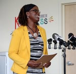 Oregon Department of Education Director Charlene Williams speaks at a press conference following a tour of summer school programs at Imlay Elementary School in Hillsboro, Ore., on Wednesday, July 31, 2024.