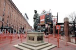 Pictured is a general view of the Babe Ruth statue outside of Camden Yards in Baltimore, Md., on April 7, 2023.