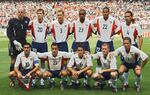 The U.S. men's national team pictured in 2002, when Gregg Berhalter (3) and Claudio Reyna (10) played together.