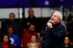 Brazil's former President Luiz Inacio "Lula" da Silva, who is campaigning to return to the job, speaks during a rally in São Paulo, Brazil, on Saturday. Brazilians go to the polls in their presidential election on Oct. 2.