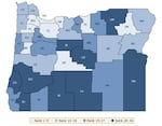 This graphic shows Oregon counties ranked by health factors like obesity, smoking rate and average activity level, as well as availability of health care facilities. The data was compiled by the Robert Wood Johnson Foundation and the University of Wisconsin.