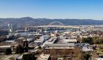 Harriet Tubman Middle School, in the foreground, is located next to Interstate 5, which is slated to be widened, potentially forcing the school to be moved. Jan. 1, 2022.