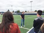 A guide leads a tour for prospective students at Concordia University in Portland, Ore., Tuesday, July 30, 2019.