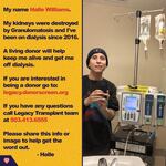 Halle Williams uses social media as part of their search for a kidney donation.
