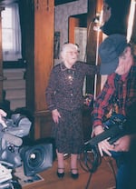 Augusta Reinhardt and OPB's William Ward preparing for her interview