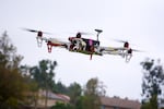 Photo of drone's first test flight, taken on August 5, 2013. 