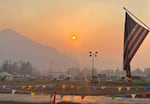 Smoke at the Cedar Creek Fire Incident Command Post in Oakridge, Oct. 15, 2022.