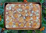 Rye focaccia topped with persimmons, walnuts and Brie (plus a secret ingredient).