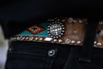 Hash, of Vancouver, Wash., wears a beaded belt.