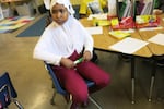 Class of 2025 student Munira listens during a math lesson, in her 3rd grade classroom at Earl Boyles Elementary.