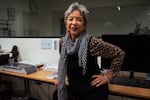 Barbara Richardson King stands in her realtor’s office. She’s sold homes for three decades in Pasadena and Altadena.