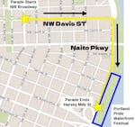 Route of the Portland Pride Parade on July 20, 2025.