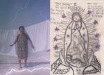 Left: Maria Adelaida, an Amuzgo traditional midwife from CAMI house Ometepec, lives in Paso Cuahulote. In her town, few people can pay for her services and so she survives on the "scholarship" she receives from working at CAMI. Right: The Guadalupe Virgin drawn by a child who came with her mother looking for legal and psychological support.