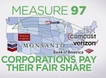 An online ad produced by the "Yes on Measure 97" campaign lists out-of-state corporations whose taxes would go up if the initiative passed.
