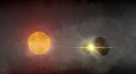 University of Washington doctoral astronomy student Anastasios Tzanidakis’ rendering of the planetary collision he suspects occurred around star Gaia20ehk.