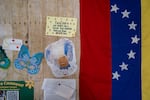 The Venezuelan flag and other decorations hang on the wall in Aline Alvarez Garcia’s classroom, where many Latino Student Union members relax during lunch, at David Douglas High School in Portland, Ore., on Feb. 20, 2026.
