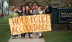 In this photo published in the Statesman Journal on March 16, 1999, Willamette students and concerned Salem residents marched from the Willamette University campus to the Vern Miller Civic Center to take part in a community meeting to try to get the police to improve relations with minorities.
EDITOR’S NOTE: ONE TIME USE ONLY. PERMISSION FROM SJ EDITOR TO USE THIS IMAGE FOR HUSH PODCAST EP3 AND IT MAY NOT BE USED FOR ANY OTHER PURPOSE.
