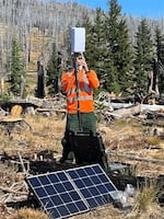 A USGS Cascades Volcano Observatory scientist installs a temporary seismic station at Mount Adams on Oct. 2, 2024, in this provided image. In September 2024, Mount Adams experienced six earthquakes ranging in magnitude from 0.9 to 2.0. Mount Adams typically experiences an earthquake every two to three years, according to an update from the U.S. Geological Survey Cascades Volcano Observatory and the Pacific Northwest Seismic Network.