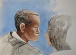 A courtroom sketch of Mohamed Mohamud, who was convicted for plotting to bomb Portland’s holiday tree-lighting ceremony in 2010.