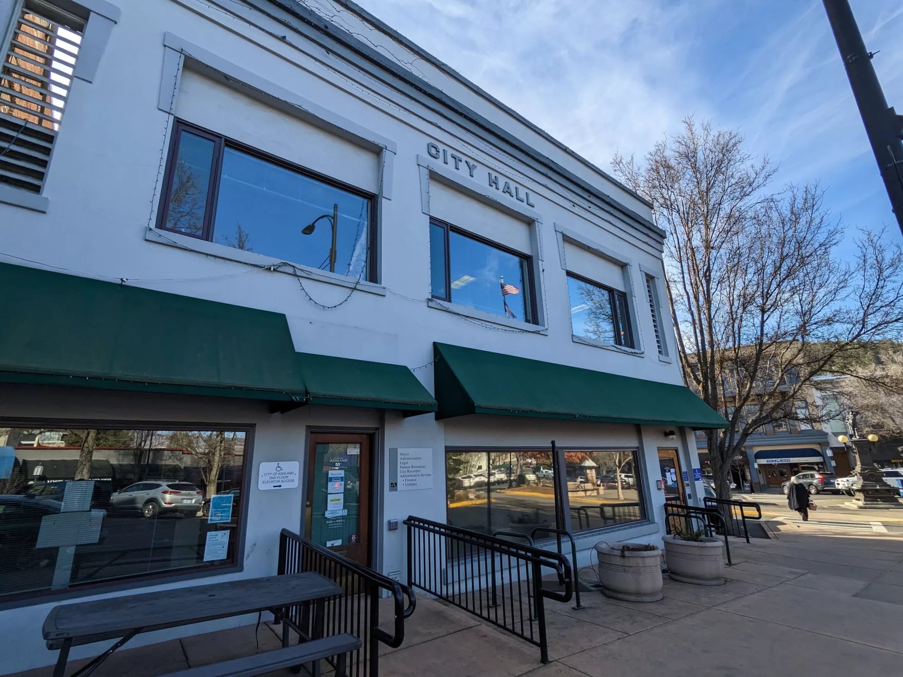 The Ashland City Hall building, across from Ashland Plaza.