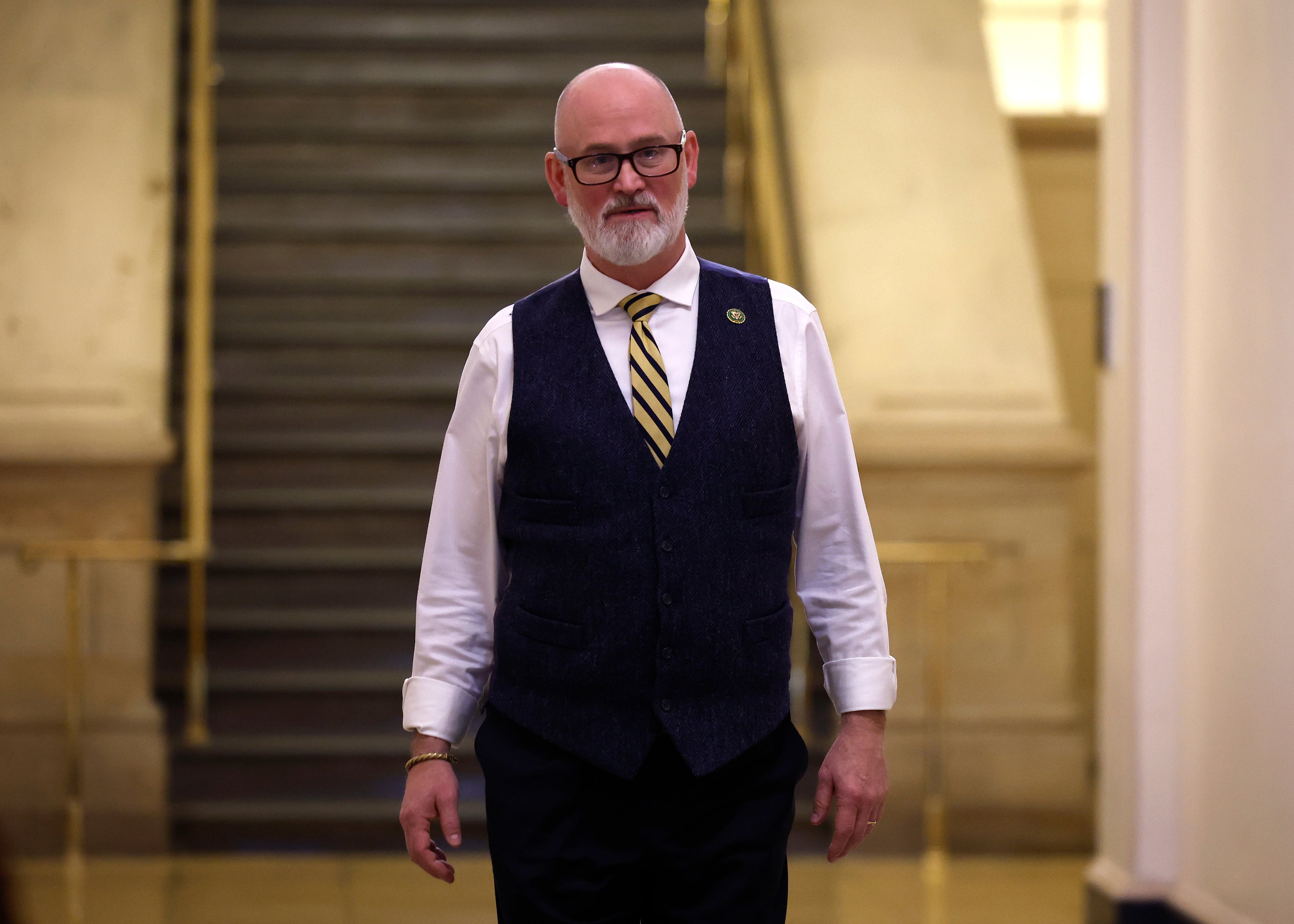 Republican Rep. Derrick Van Orden of Wisconsin arrives at the U.S. Capitol in 2023.