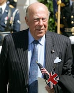 FILE - In this May 7, 2007 file photo, former Secretary of State George Schultz arrives to watch Queen Elizabeth II take part in arrival ceremonies on the South Lawn of the White House in Washington. Shultz, former President Ronald Reagan’s longtime secretary of state, who spent most of the 1980s trying to improve relations with the Soviet Union and forging a course for peace in the Middle East, died Saturday, Feb. 6, 2021. He was 100. (AP Photo/Ron Edmonds, File)
