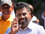 Leader and the presidential candidate of National People's Power Anura Kumara Dissanayake arrives at a polling station to cast his vote in Colombo, Sri Lanka, on Saturday.