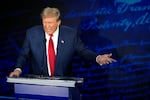 Republican presidential nominee Donald Trump speaks during a debate with Democratic nominee Kamala Harris, Tuesday, Sept. 10, 2024, in Philadelphia. Trump briefly mentioned semiconductor manufacturing, a key Oregon industry, in his remarks before the subject shifted.