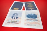 A sample of a limited release of a commemorative U.S. passport that celebrates America's 250th birthday and features a picture of President Donald Trump, is photographed Tuesday, April 28, 2026.