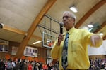 Harney County Judge Steve Grasty at a community meeting in Burns on Tuesday, Jan. 19.