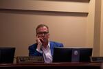 Portland City Commissioner Nick Fish listens to testimony on April 4, 2019. Fish says he will resign from his position on City Council as his illness has become "more complicated."
