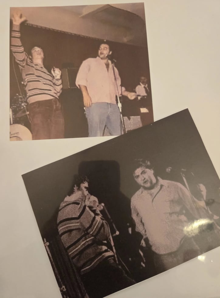 Framed photos of John Belushi's performance at the Eugene Hotel hang on the wall of what is now the billiards room.