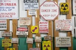 Historical hazardous signs shown at the B Reactor at the Hanford site on Wednesday, Oct. 12, 2022. The B Reactor was the first full-scale plutonium production reactor in the world.