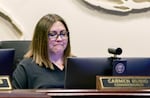 FILE: Portland City Commissioner Carmen Rubio hears testimony at Portland City Hall in early 2023. She's seeking to be elected mayor of Portland this fall.