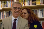 Suzy Vitello poses with Tom Spanbauer during the "I Loved You More" book tour at Powell's Books in Portland, Ore. April, 2014. Vitello was part of the original 'Dangerous Writing' cohort in 1991, along with Chuck Palahniuk and Monica Drake.