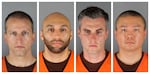 This combination of photos provided by the Hennepin County Sheriff's Office in Minnesota on June 3, 2020, shows from left, former Minneapolis police officers Derek Chauvin, J. Alexander Kueng, Thomas Lane and Tou Thao. Chauvin, who held his knee to the neck of George Floyd for several minutes, will be tried separately from three other former officers accused in his death, according to scheduling orders filed Tuesday, Jan. 12, 2021.
