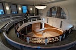 Renovation of the council chambers at Portland City Hall is nearly complete, Nov. 15, 2024.