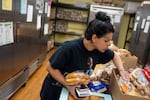 A shopper at the Dallas Food Bank.