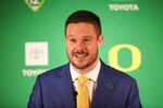 Coach Dan Lanning press conference at Autzen Stadium in Eugene, Ore., Dec. 13, 2021.