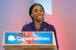 Britain's Member of Parliament Kemi Badenoch speaks after being elected as the new leader of the opposition Conservative Party, in London, on Saturday.