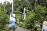 The entrance to the condor exhibit at the Oregon Zoo. The zoo has 38 condors – three on exhibit and the remainder in the Jonsson Center for Wildlife Conservation in Clackamas County. 