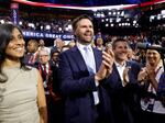 MILWAUKEE, WISCONSIN - JULY 15: U.S. Sen. J.D. Vance (R-OH) and  his wife Usha Chilukuri Vance celebrate as he is nominated for the office of Vice President alongside Ohio Delegate Bernie Moreno on the first day of the Republican National Convention at the Fiserv Forum on July 15, 2024 in Milwaukee, Wisconsin. 