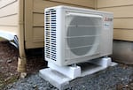 A heat pump unit installed in an affordable housing unit in Eugene. Heat pumps are energy efficient and can help lower electricity bills. Pictured on March 27, 2025.